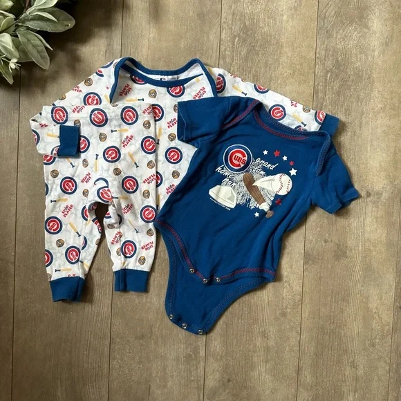 Chicago Cubs Baby Boy Clothes 3 Piece Mix Match Outfit Set- Pajamas & Bodysuit - Picture 4 of 16